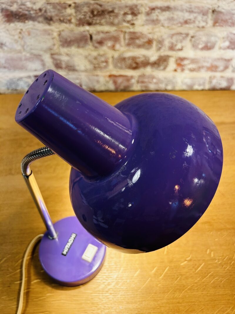 Lampe de Bureau Vintage Hitachi - Mauve et Chrome, Design Années 70 – Image 4