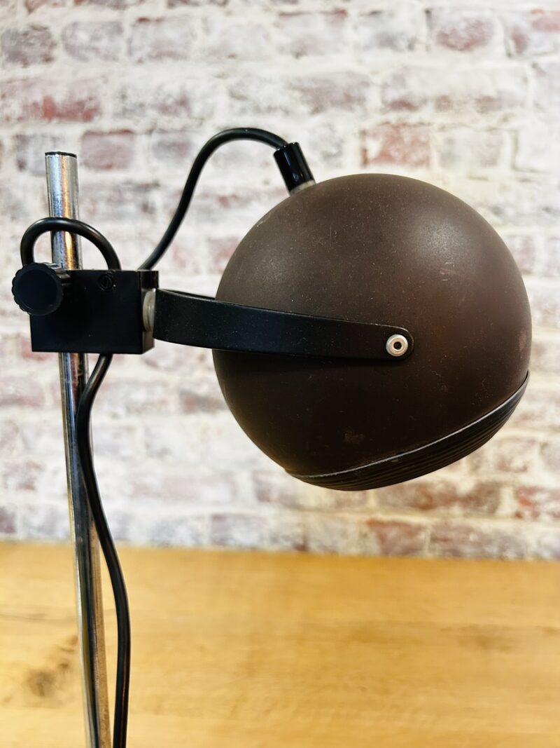 Lampe à poser vintage eyeball en métal brun foncé, hauteur réglable – Image 4